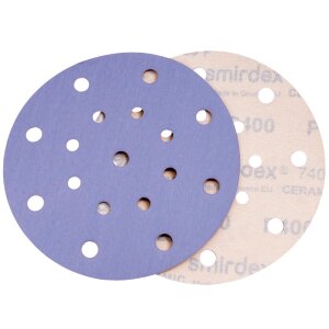 P120 150мм SMIRDEX Ceramic Velcro Discs 740 Абразивный круг, с 17 отверстиями  
